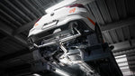 Underside view of the IPE cat-back exhaust installed on a Volkswagen Golf GTI Mk8
