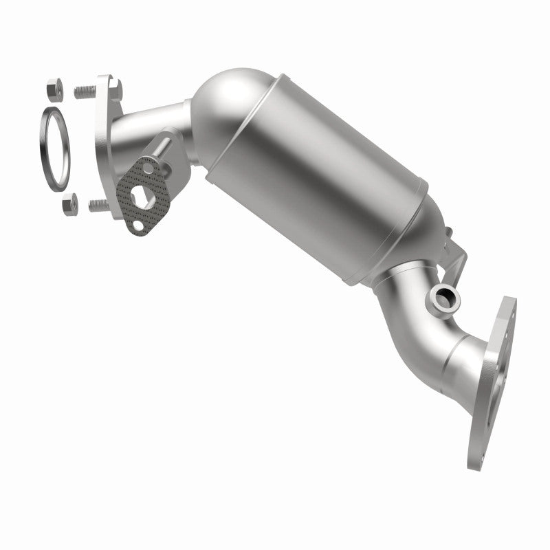 MagnaFlow 22-010 oem grade manifold converter, opposite rear three-quarter view of the turntable spin