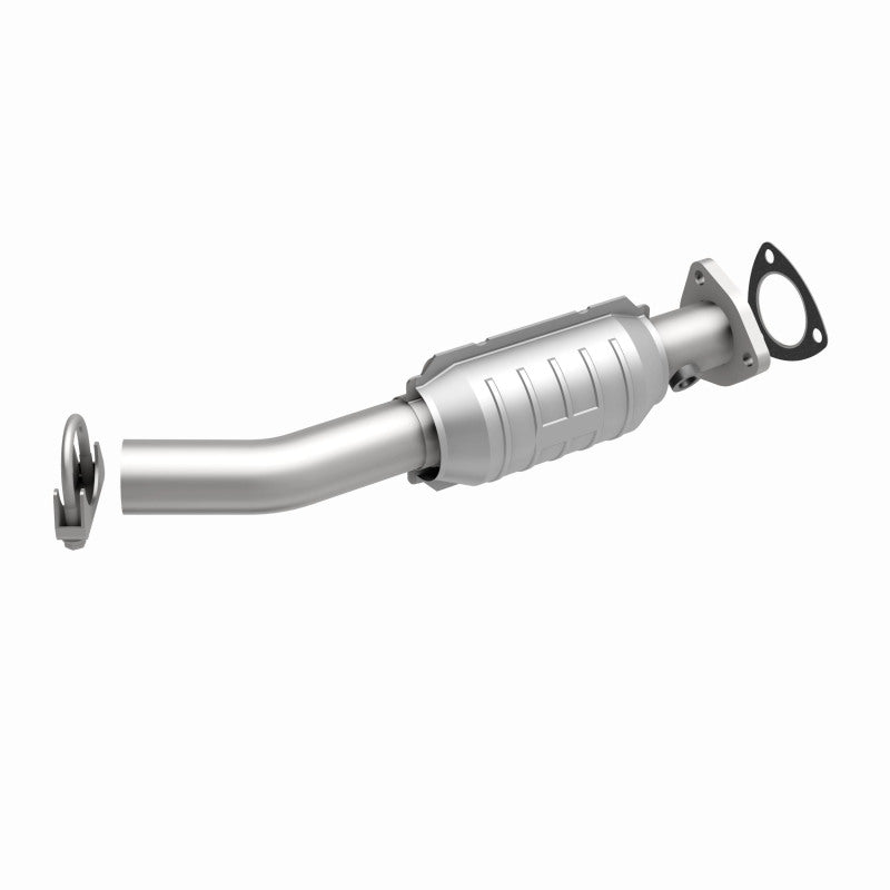 MagnaFlow 557812 carb direct-fit catalytic converter, front three-quarter view of the turntable spin