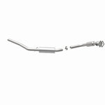 MagnaFlow 21-510 oem grade direct-fit catalytic converter, opposite rear three-quarter view of the turntable spin