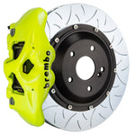 GT2 Brembo GT 6-piston front kit, fluorescent yellow caliper, 380mm type 3 slotted 2-piece disc