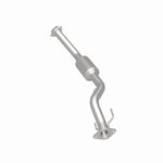 MagnaFlow 5551221 carb direct-fit catalytic converter, rear three-quarter view of the turntable spin