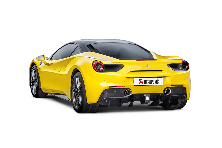 Akrapovic Ferrari 488 GTB/488 Spyder Slip-On Line (Titanium) w/ Carbon Tips MTP-FE488H for Ferrari 488 GTB/Spider F142M 2016-2019, detail view