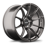 Two gunmetal gray forged wheels with Y-spoke design and five-bolt pattern displayed at angle on white background - APEX Wheels wheel for 18x12 ET46 5x120.65 - Anthracite