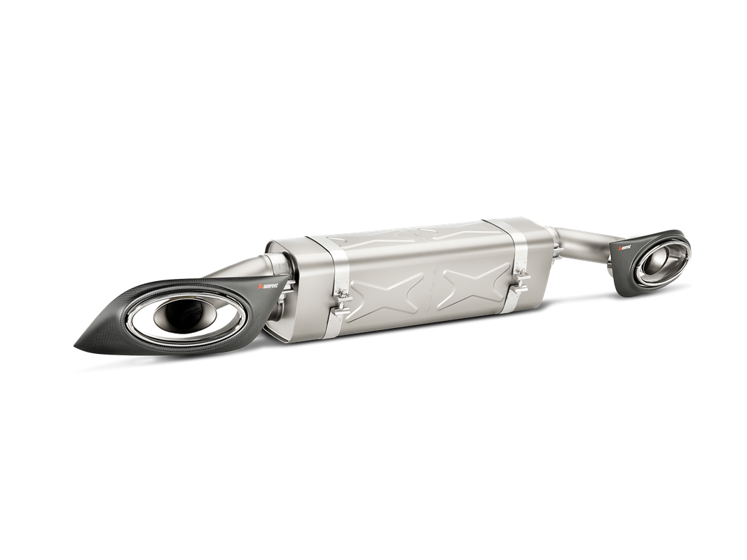 Akrapovic Porsche 911 Turbo/Turbo S (991) Slip-On Line (Titanium) w/ Carbon Titanium Tips S-PO991TSO-HT for Porsche 911 Turbo/Turbo S 991 2014-2016, side view