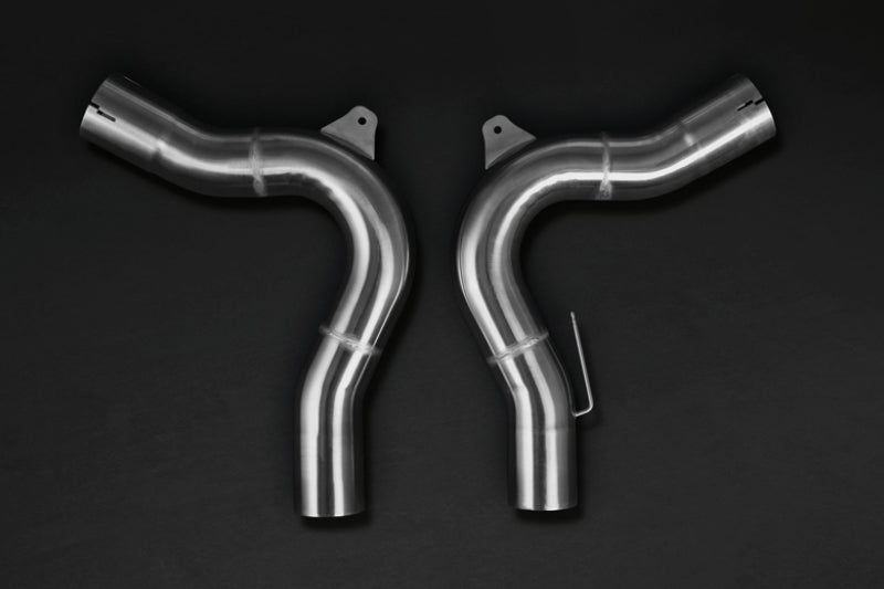 Pair of Capristo stainless Y-pipes for the Bentley Continental GT/GTC V8 exhaust