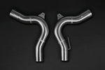 Pair of Capristo stainless Y-pipes for the Bentley Continental GT/GTC V8 exhaust