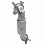 MagnaFlow 280152 oem grade direct-fit catalytic converter, rear three-quarter view of the turntable spin