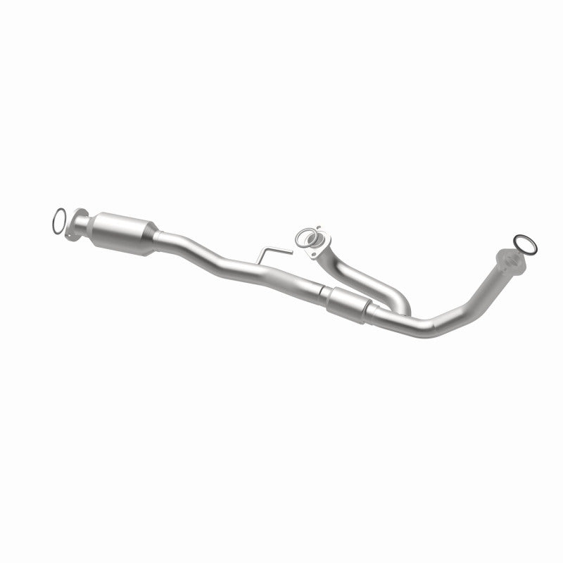MagnaFlow 4481880 carb direct-fit catalytic converter, opposite rear three-quarter view of the turntable spin