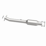 MagnaFlow 21-121 oem grade direct-fit catalytic converter, side view of the turntable spin