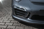 A close up view of TECHART Front Grilles Airblades Carbon, "matt" for Porsche 991 Turbo S up to MY16 