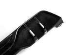 A close up view of AUTOTECKNIC DRY CARBON PERFORMANTE REAR DIFFUSER - BMW G05 X5 2019+ with white background