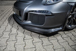 A close up view of TECHART Front Spoiler Carbon "glossy" for Porsche 991.1 GT3 RS until MY16 
