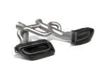 Akrapovic McLaren 650S/650S Spyder Slip-On Line (Titanium) w/ Carbon Tips S-MC/TI/2 for McLaren 650S / 650S Spider P11 2015-2016, angled view