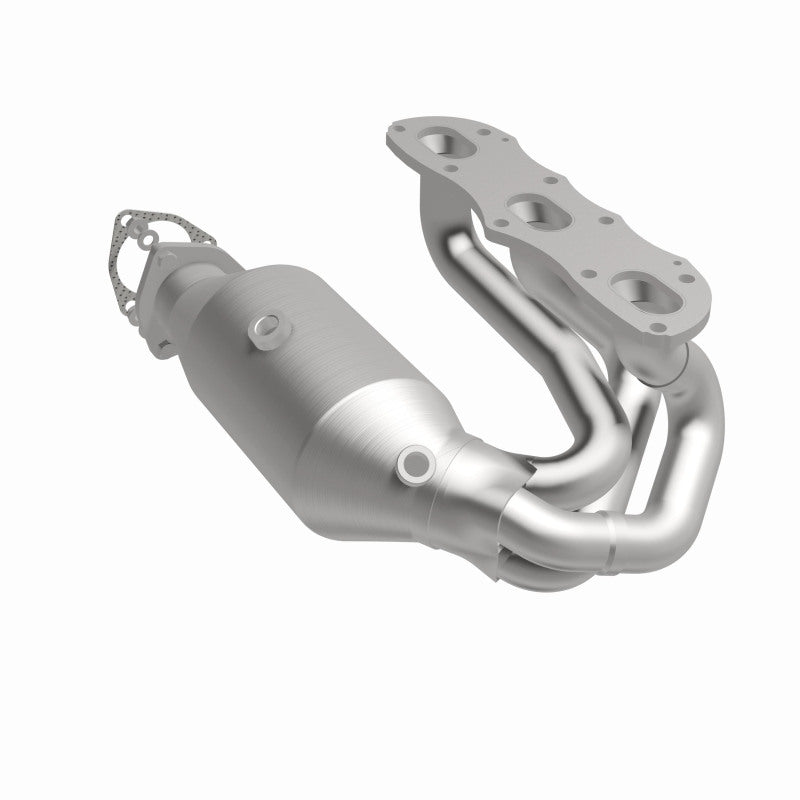 MagnaFlow 52390 oem grade manifold converter, front three-quarter view of the turntable spin