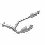 MagnaFlow 280307 oem grade direct-fit catalytic converter, opposite rear three-quarter view of the turntable spin