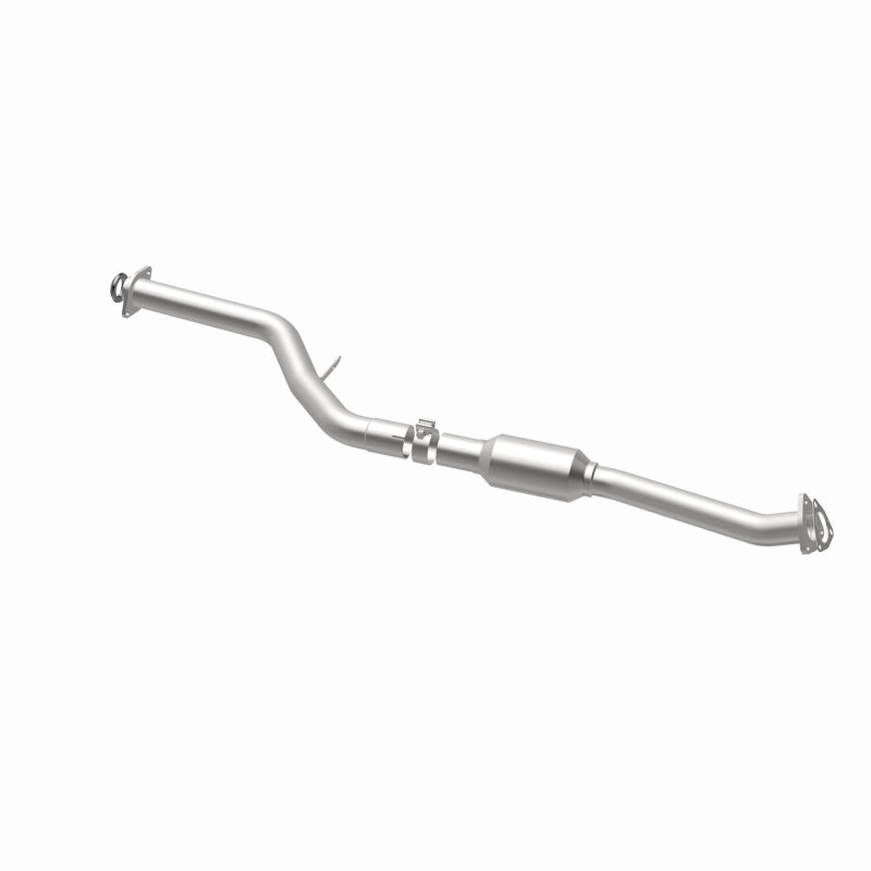 MagnaFlow 5571217 carb direct-fit catalytic converter, opposite rear three-quarter view of the turntable spin