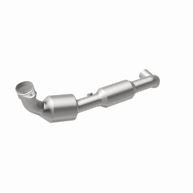 MagnaFlow 5481705 carb direct-fit catalytic converter, rear three-quarter view of the turntable spin