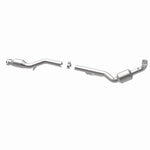 MagnaFlow 5411696 carb direct-fit catalytic converter, opposite rear three-quarter view of the turntable spin