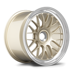 Two-piece forged wheel with gold center and polished aluminum outer lip featuring multi-spoke design - APEX Wheels wheel for 19x12 ET46 PSCL - Gloss Motorsport Gold - Machined Lip