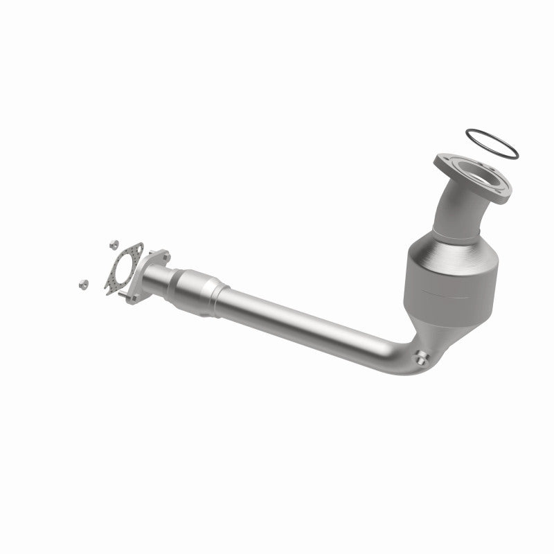 MagnaFlow 5411907 carb direct-fit catalytic converter, opposite front three-quarter view of the turntable spin