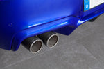 Blue BMW M6 rear bumper with Capristo carbon fiber twin tips