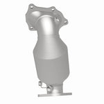 MagnaFlow 5411770 carb direct-fit catalytic converter, rear three-quarter view of the turntable spin