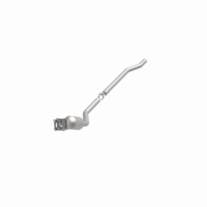 MagnaFlow 5451202 carb direct-fit catalytic converter, opposite front three-quarter view of the turntable spin
