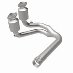 MagnaFlow 4583386 carb direct-fit catalytic converter, rear view of the turntable spin