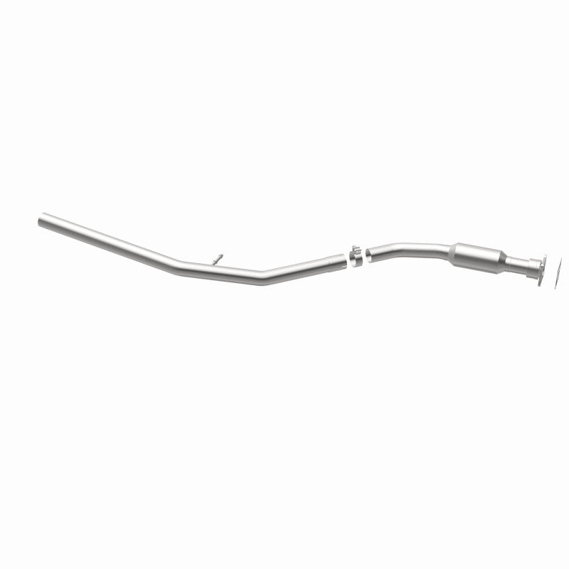 MagnaFlow 5551948 carb direct-fit catalytic converter, opposite rear three-quarter view of the turntable spin