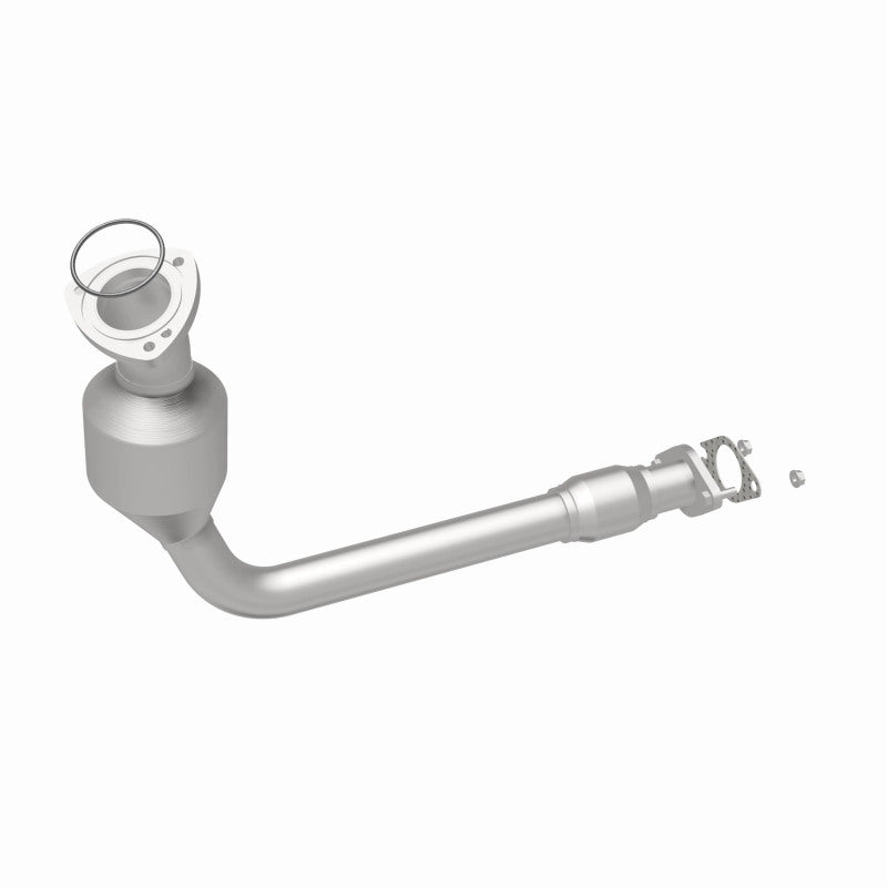 MagnaFlow 5411907 carb direct-fit catalytic converter, rear three-quarter view of the turntable spin