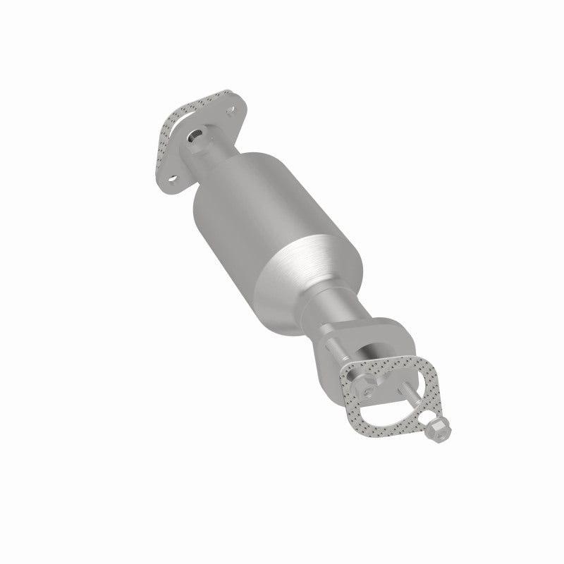 MagnaFlow 4481930 carb direct-fit catalytic converter, rear three-quarter view of the turntable spin