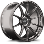 Cast aluminum wheel with ten-spoke design in dark metallic finish, showing center cap and bolt pattern - APEX Wheels wheel for 19x12.5 ET55 5x120.65 - Anthracite