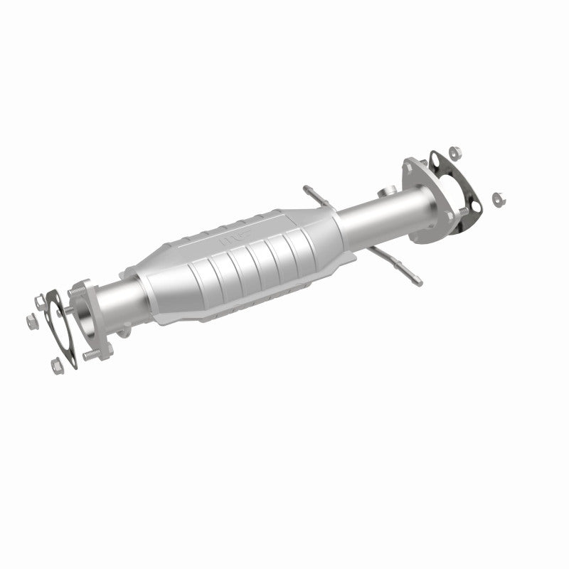 MagnaFlow 4451497 carb direct-fit catalytic converter, front three-quarter view of the turntable spin