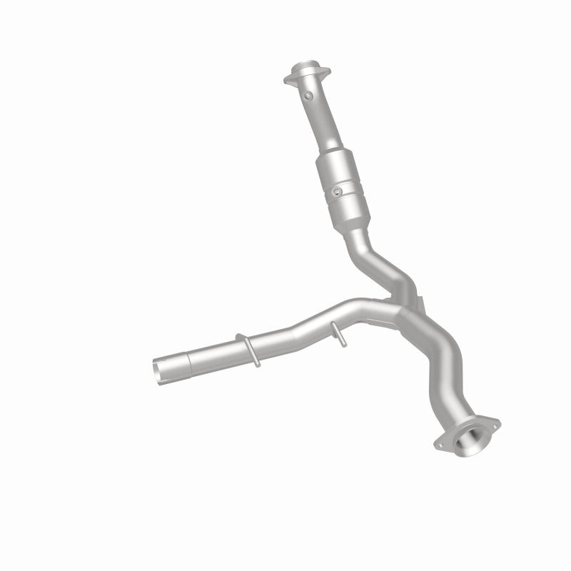 MagnaFlow 5451429 carb direct-fit catalytic converter, rear three-quarter view of the turntable spin