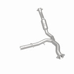 MagnaFlow 5451429 carb direct-fit catalytic converter, rear three-quarter view of the turntable spin