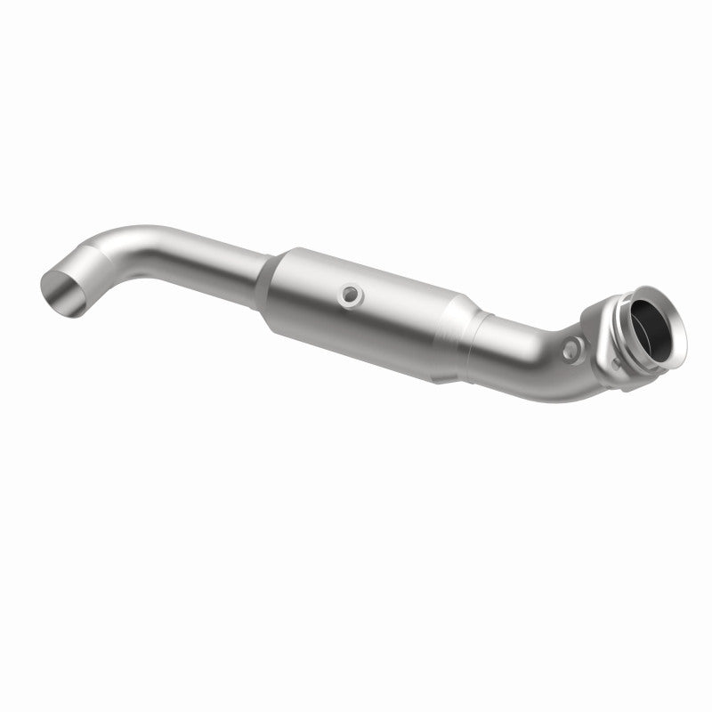 MagnaFlow 5551520 carb direct-fit catalytic converter, opposite front three-quarter view of the turntable spin