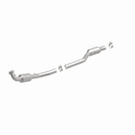MagnaFlow 551202 carb direct-fit catalytic converter, front three-quarter view of the turntable spin