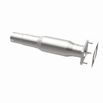 MagnaFlow 4481202 carb direct-fit catalytic converter, opposite rear three-quarter view of the turntable spin