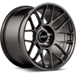 Two gunmetal finished alloy wheels with multi-spoke design and center cap on white background - APEX Wheels wheel for 19x11 ET36 5x120 - Anthracite