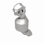 MagnaFlow 551300 carb direct-fit catalytic converter, rear three-quarter view of the turntable spin