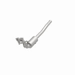 MagnaFlow 4481282 carb direct-fit catalytic converter, opposite front three-quarter view of the turntable spin