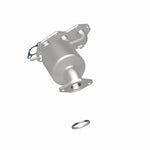 MagnaFlow 52580 oem grade manifold converter, rear three-quarter view of the turntable spin
