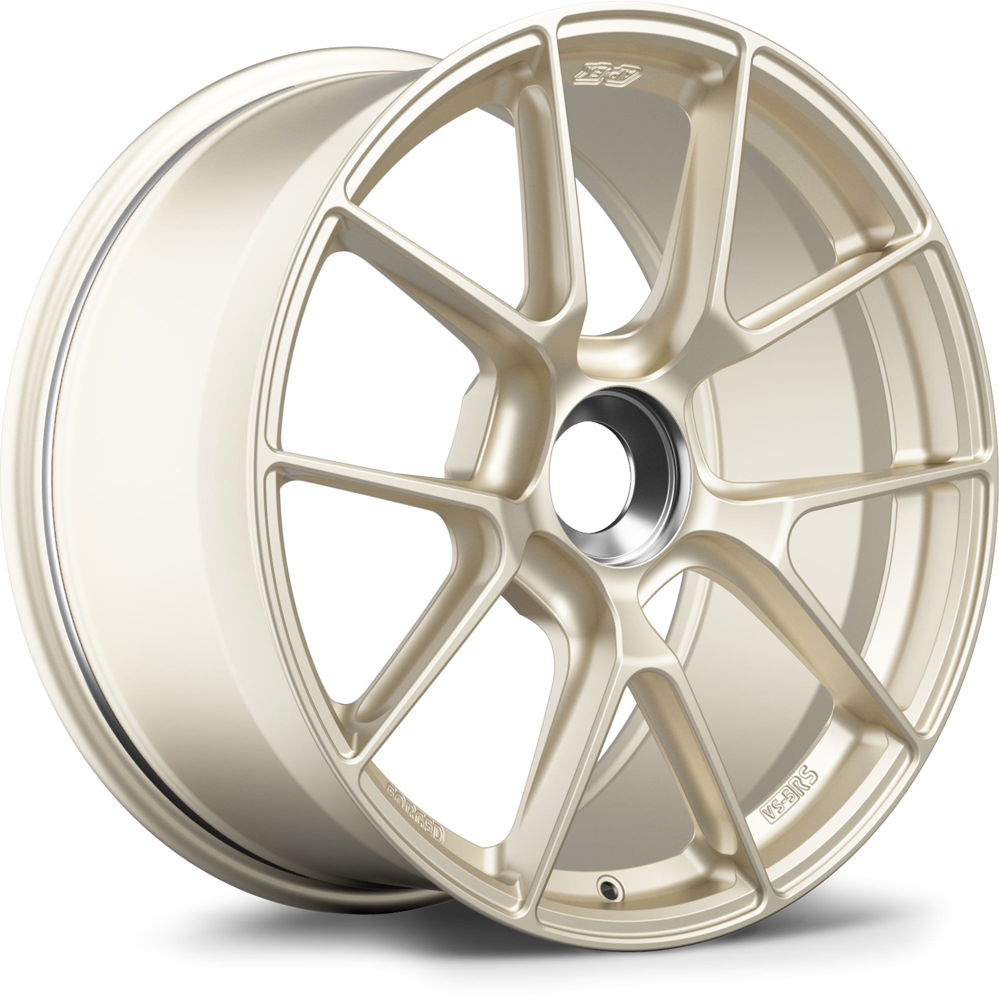 Gold finished alloy wheel with ten-spoke design and central hub bore on white background - APEX Wheels wheel for 19x9 ET47 PSCL - Motorsport Gold