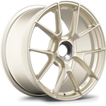 Gold finished alloy wheel with ten-spoke design and central hub bore on white background - APEX Wheels wheel for 19x9 ET47 PSCL - Motorsport Gold