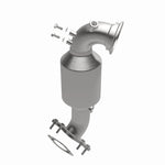 MagnaFlow 21-421 oem grade direct-fit catalytic converter, opposite front three-quarter view of the turntable spin