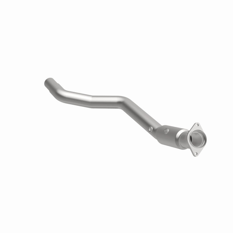 MagnaFlow 21-576 oem grade direct-fit catalytic converter, front three-quarter view of the turntable spin