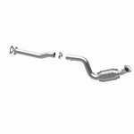 MagnaFlow 4551535 carb direct-fit catalytic converter, opposite rear three-quarter view of the turntable spin