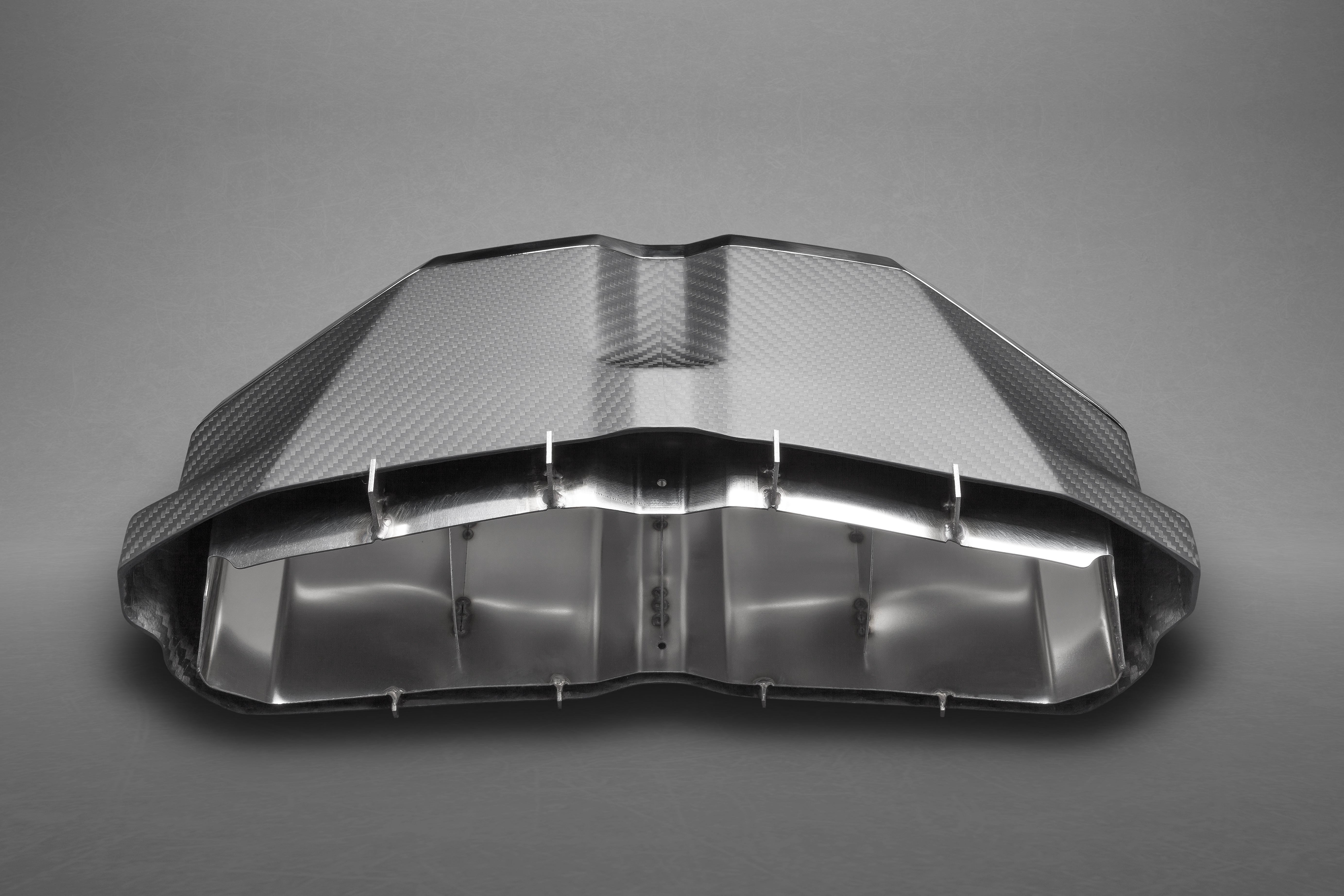 Rear view of Capristo carbon and stainless tip frame for Lamborghini Aventador SV