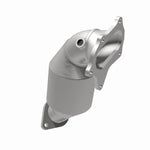MagnaFlow 5411770 carb direct-fit catalytic converter, opposite rear three-quarter view of the turntable spin